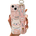 Miniatyrbillede 1 af 5: Iphone 13 Fodral Söt Med handledsrem Kickstand Glitter Bling Tecknad Imd Soft Tpu Stötsäkert Skyddsfodral Skal for tjejer og kvinder - rosa björn