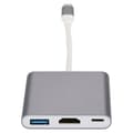 Miniatyrbillede 2 af 8: HC 04 Multifunktionel 3 i 1 Hub Type C til HDMI Output HD Konverter Adapter Dockingstation (grå)