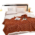Miniatyrbilde 1 av 5: Høst og vinter melkefløyel taft pledd pledd lur Tykket varm ensfarget dobbeltsidig fleece pledd gave caramel 150x200cm