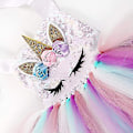 Miniatyrbillede 3 af 5: Enhjørning kostume til piger, små piger Rainbow Unicorn Tutu med pandebånd A 10T