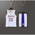 Miniatyrbillede 1 af 3: The New Lakers #23 Lebron James Jersey No.23 Basketball Uniform Sæt Børn Voksne Børn Hvid White 2XS (95-110cm)