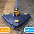 Pikkukuva 5 / 5: 360 Pyörivä puristusmoppi Vahva vettä imevä jatkettava kolmiomoppi 1,3 m kodin lattiakattoon ikkunoiden puhdistustyökalut blue mop with 1cloth