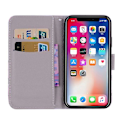 Miniatyrbild 4 av 5: Vit kattmönster färgad ritning horisontellt flip case för Iphone X/Xs