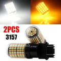 2 stk 3757 3157 4157na LED-pære Switchback Hvit Rav Parkeringslys Blinklys