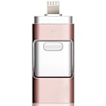 Miniatyrbillede 1 af 5: 3 i 1 usb flashdrev udvidelse Memory Stick Otg Pendrive til Iphone Ipad Android Pc Rose Gold 32 GB