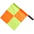 Miniatyrbillede 4 af 4: 2 stk. linjedommer-dommerflag synlige, røde gule ternet flag-fodbold/fodbold