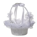 Miniatyrbild 1 av 3: Kristallblomma barn Blomkorg Bowknot Blomkorg Elegant festkorg för bröllop (vit)