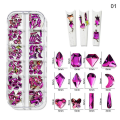 Miniatyrbilde 1 av 5: 3d Glitter Nail Art Ab/fargerik Hotfix Rhinestones Flatback Crystal Diamond Gems Multi Size12 Gird Style 13