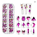 Miniatyrbillede 1 af 5: 3d Glitter Nail Art Ab/farverig Hotfix Rhinestones Flatback Crystal Diamond Gems Multi Size12 Gird Style 13