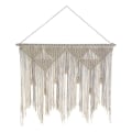Pikkukuva 1 / 5: Macrame seinälle ripustettava Boho kudottu kuvakudos, beige valkoinen tupsu Decor verho tausta (puu Stick Not
