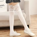 Miniatyrbillede 1 af 2: Kvinder lårhøj over knæet Strømper Hæklede sokker Leggings White
