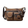 Miniatyrbillede 1 af 3: Mænds Retro Canvas Messenger Bag, Udendørs Rejser Stor kapacitet afslappet skuldertaske Brown