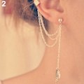 Miniatyrbillede 3 af 5: 1 stk Punk kvaster Kæde Blad Fisk Cross Charms Ear Stud Cuff Ørering Smykker Gave