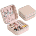 Miniatyrbillede 1 af 4: Smykker Organizer Læder Rejse Smykker Opbevaring Display Etui Bærbar Ørering Halskæde Opbevaringsboks Light Pink