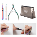 Miniatyrbillede 2 af 5: 4 stk Rustfrit stål Dead Skin Fork Cuticle Pusher Nail Manicure Tool
