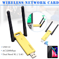 Miniatyrbild 2 av 5: Dual Band 2.4/5.0GHz AC1200Mbps USB 3.0 nätverkskort WiFi-adapter AP