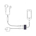 Pikkukuva 5 / 5: Gl011 2 in 1 8 pin naaras + 3,5 mm naaras - 8 pin uros audiolataussovitin, iPhone Xr / Iphone Xs Max / iPhone X & Xs / iPhone 8 & 8 Plus / Iph