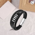 Pikkukuva 3 / 4: Punottu nahkainen miesten rannekoru 21 cm Uff Bangle Ranneke C