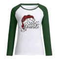 Miniatyrbilde 1 av 4: Hhcx-kvinner Christmas Santa Print T-skjorte Bluse Basic Top Tee Shirt Green S