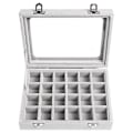 Miniatyrbillede 1 af 4: 24 Grids Fløjlsglas Smykker Ring Display Organizer Box Øreringe Opbevaringsholder Smykker Display Box gray