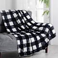 Miniatyrbillede 2 af 5: Rutig filt for soffa - sortvita rutiga filtar for sängen, filt for vintern, lækkert tykt varmt blødt træk, 51x59 tum