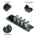 Miniatyrbillede 2 af 5: M.2 Nvme Key-m Til 4 Porte Pci-e 1x Usb 3.0 Riser Card, M.2 B-key Pci-e Adapter Card Til Btc Miner E Black