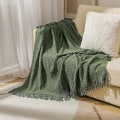 Miniatyrbild 1 av 5: Inya Slängfilt Strukturerad Solid Mjuk Soffa Soffa Överdrag Dekorativ nordisk stickad filt Tyngd juldekor Plädar diamond army green 130x230cm
