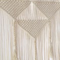 Pikkukuva 4 / 5: Macrame seinälle ripustettava Boho kudottu kuvakudos, beige valkoinen tupsu Decor verho tausta (puu Stick Not