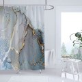 Miniatyrbild 1 av 5: Abstrakt duschdraperi, kreativt print för badrumsinredning, stallstorlek Blå duschdraperi, extra lång och bred 180*180 cm 180*200CM