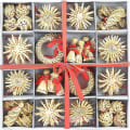 Pikkukuva 3 / 5: Barsinfi 56 Pieces Of Straw Star Set Olkiriipus Luonnollinen joulukuusenkoriste