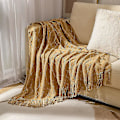Miniatyrbild 1 av 5: Inya Slängfilt Strukturerad Solid Mjuk Soffa Soffa Överdrag Dekorativ nordisk stickad filt Tyngd juldekor Plädar CL-camel 130x230cm