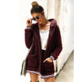 Miniatyrbilde 3 av 3: Dameoversize fleece plysjjakke Langermet cardigan Outwear Teddy-jakke Red M