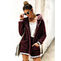 Miniatyrbillede 3 af 3: Dame oversize fleece plysjakke Langærmet cardigan Outwear Teddy-jakke Red XXL