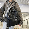 Miniatyrbild 2 av 4: Mode ryggsäck högkvalitativt PU läder ryggsäck för kvinnor för tonårsflickor Skolaxelväska Bagpack Mochila Ryggsäck Beige Beige