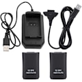 Miniatyrbillede 1 af 5: Kit til Xbox 360-controller, 2*4800mAh batteri USB-opladningskabel+opladningsbase
