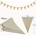 Pikkukuva 2 / 4: 3 kpl lippuviiriketju kangas pellavakangas, hamppuköysi kolmio set 13 * 17cm