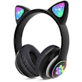 Miniatyrbillede 1 af 5: Trådløse hovedtelefoner Cat Ear Led Light Up Bluetooth Foldbare hovedtelefoner over øret m/mikrofon til online fjernundervisning