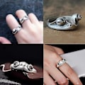 Miniatyrbillede 2 af 4: 9 Stk Vintage Punk Ringe Octopus Dragon Snake Justerbar Ring