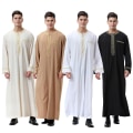 Miniatyrbillede 1 af 3: Mænd Muslim Saudi Robe Kaftan Dubai Tunika Lang Top Bluse Thobe black L