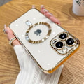 Miniatyrbild 1 av 4: Mode Transparent Magnetisk Trådlöst Case För Magsafe För Iphone 14 Plus 13 12 11 Pro Max Plating Mjukt Cover Gold For iPhone 14 Plus