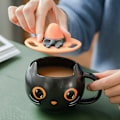 Miniatyrbillede 8 af 11: Den nye keramiske søde sorte kat kaffekrus tekop Halloween-gaver til katteelskere Co null - 1
