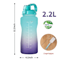 Miniatyrbild 2 av 4: 2000ml Motivational Outdoor Water Bottle With Time Marker And Straw, Leakproof Tritan Bpasports Bottle White