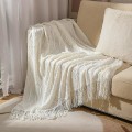 Miniatyrbillede 1 af 5: Inya Slängfilt Struktureret Solid Mjuk Soffa Soffa Overdrag Dekorativ nordisk stickad fil Tyngd juldekor Plädar CL-cream white 130x230cm