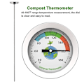 Miniatyrbilde 2 av 5: Komposttermometer, jordmåleverktøy, 304 rustfritt stål Mål temperaturen på kompostjorden