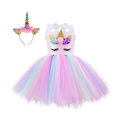 Miniatyrbillede 1 af 5: Enhjørning kostume til piger, små piger Rainbow Unicorn Tutu med pandebånd C 8T