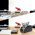 Miniatyrbild 3 av 4: Läder Tv Fjärrkontroll Hållare Desktop Organizer med 5 fack