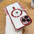Miniatyrbild 1 av 4: Mode Transparent Magnetisk Trådlöst Case För Magsafe För Iphone 14 Plus 13 12 11 Pro Max Plating Mjukt Cover Red For iPhone 11 Pro