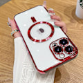 Miniatyrbild 1 av 4: Mode Transparent Magnetisk Trådlöst Case För Magsafe För Iphone 14 Plus 13 12 11 Pro Max Plating Mjukt Cover Red For iPhone 14