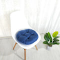 Miniatyrbillede 1 af 4: 【Barbie Shop】Fortykket linned rund sædehynde stolpude soveværelse gulvsæde pude egnet til spisestue soveværelse sofa læsehjørne have Blue 45*45*9cm