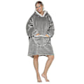 Miniatyrbillede 1 af 2: Hættetrøje Oversized filt Sherpa Fleece Ultra Giant Comfy Huvtröja Ljusgrå Vuxen